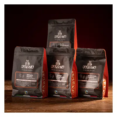 Kafista balíček 4x250g - Single origin kávy pražené v Itálii, zrnková káva Fiartrade