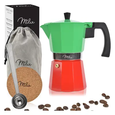 Milu italská Moka konvička na espresso | na 9 šálků (400ml) | hliníkový italský kávovar, espress