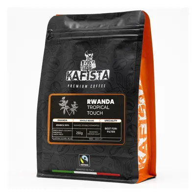 Výběrová káva Kafista "Rwanda Tropical Touch" - 100% Arabica - Zrnková Káva, Pražená v Itálii - 