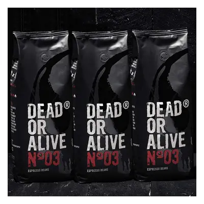 Zrnková káva DEAD OR ALIVE 3x1kg velmi silná Italská káva pro plně automatické kávovary 534 mg k