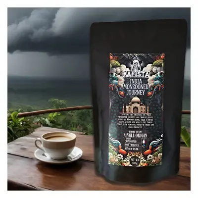 Kafista zrnková káva "India Monsooned Journey" - zpracování monzunováním - 100% Robusta - Fairtr