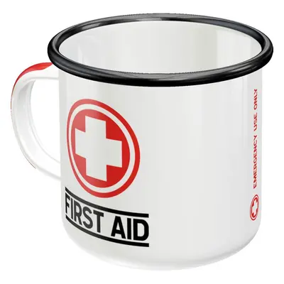 Smaltovaný hrnek na kávu First aid - 360ml ve vintage stylu