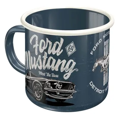 Smaltovaný hrnek na kávu Ford Mustang - 360ml ve vintage stylu