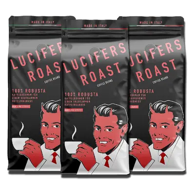 KIQO LUCIFER ROAST Zrnková káva LUCIFERS ROAST velmi silná káva s nízkou kyselostí 3x1kg, 100% R