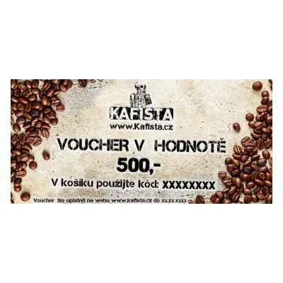 Kafista Dárkový voucher na kávu, nebo kávové příslušenství v hodnotě 500 Kč Forma voucheru: Digi