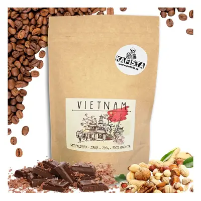 Kafista "Vietnam" -Zrnková káva, 100% Robusta, káva z Vietnamu, Zpracování Wet Polished