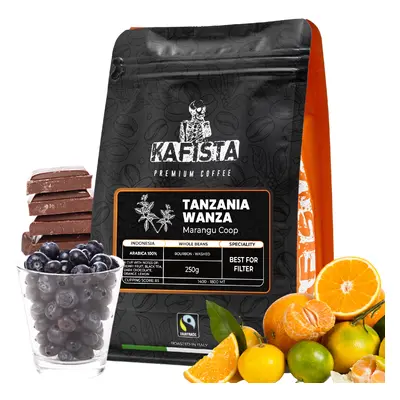 Výběrová káva Kafista "Tanzania Wanza" - 100% Arabica - Zrnková Káva, Pražená v Itálii - ideální