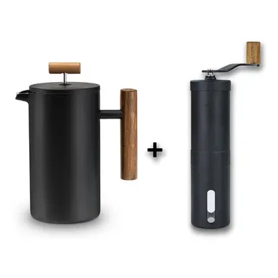 Lambda Coffee® Lambda Coffee Ruční mlýnek + French Press z nerezové oceli 600ml