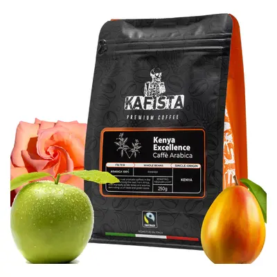 Kafista "Kenya Excellence" - Zrnková káva, 100% Arabica Single Káva, Pražená v Itálii - perfektn