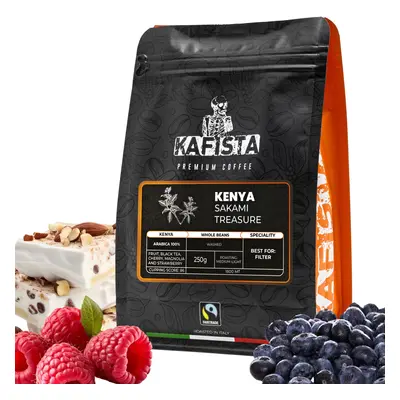 Výběrová káva Kafista "Kenya Sakami Treasure" - 100% Arabica - Zrnková Káva, Pražená v Itálii - 