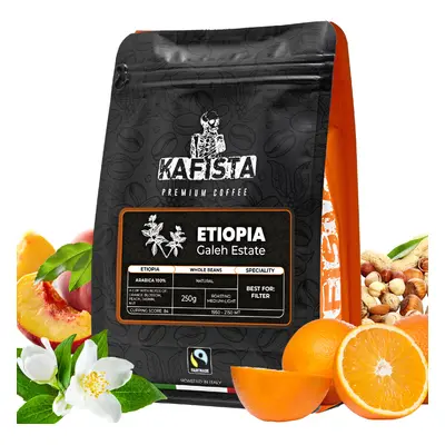 Výběrová káva Kafista "Etiopia Galeh Estate" - 100% Arabica - Zrnková Káva, Pražená v Itálii - i