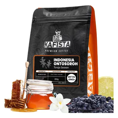 Výběrová káva Kafista "Indonesia Ontosoroh" - Zrnková Káva - 100% Arabica - Praženo v Itálii - p