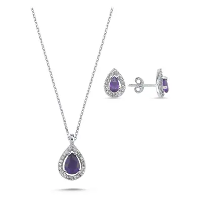 Olivie Stříbrná souprava KAPKA AMETHYST 5828