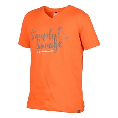 Savage Gear triko Simply Savage V-Neck Tee oranžové