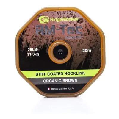 RidgeMonkey šňůra RM-Tec Stiff Coated Hooklink 25lb 20m Hnědá