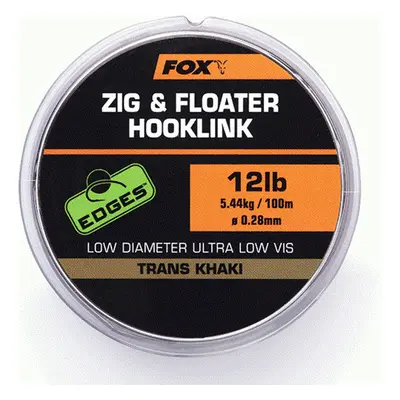 Fox vlasec Edges Zig and Floater Hooklink Trans Khaki - 15lb (0.30mm)