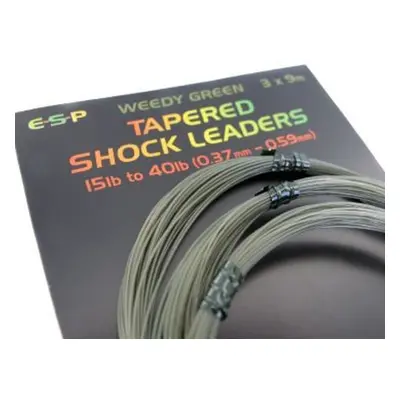 ESP ujímané šokové návazce Tapered Shock Leaders Weedy Green 3x9m