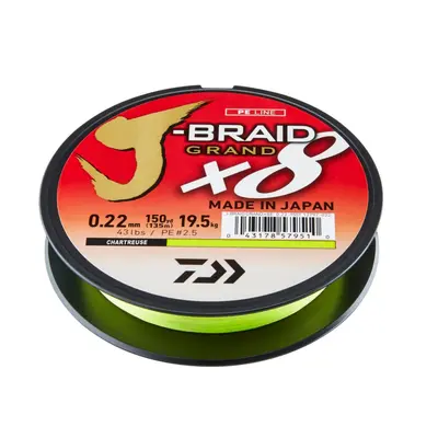 Daiwa pletená šňůra J-Braid Grand X8E 135m Chartreuse 0,16mm 10kg