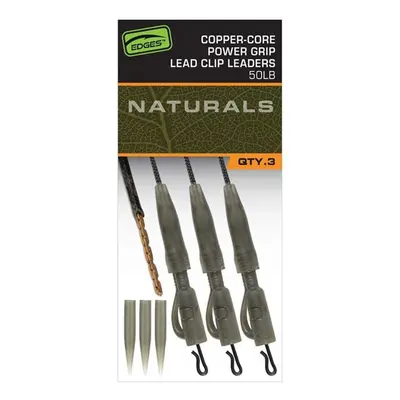 Fox montáž Edges Naturals Copper-Core Power Grip Lead Clip Leaders 3ks