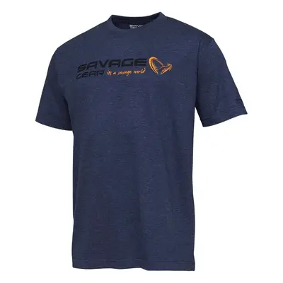 Savage Gear triko Signature Logo T-Shirt Blue Melange