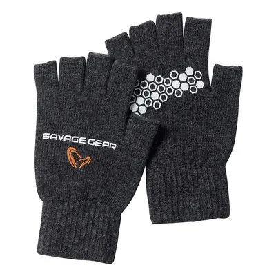 Savage Gear rukavice Knitted Half Finger Glove Dark Grey Melange vel.L