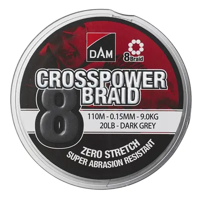 DAM pletená šňůra Crosspower 8-Braid 150m 0.10mm 5.4kg Dark Grey