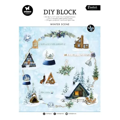 Studio Light DIY Blok s výseky Studio Light "Winter Scene", A4, 32 l. - Zima na chatě