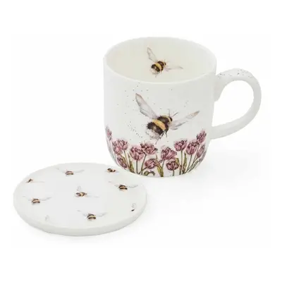 Royal Worcester Porcelánový hrnek s podšálkem Wrendale Designs "Flight of the Bumblebee", 0,31 l