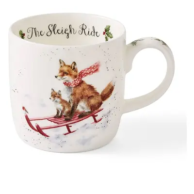 Royal Worcester Vánoční porcelánový hrnek Wrendale Designs "Sleigh Ride", 0,31 l - Lišky