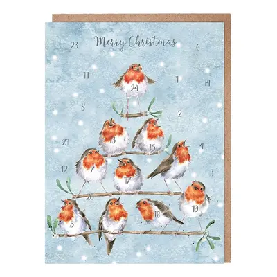 Wrendale Designs Přání s adventním kalendářem Wrendale Designs "Rockin' Robins" - Červenky