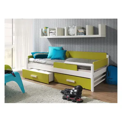 MebloBed Postel Terreo 80x180 cm (Š 87 cm, D 190 cm, V 65 cm), Bílý akryl, Dub sonoma PVC, bez m