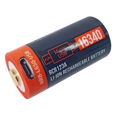 Baterie nabíjecí 3.7V / 650mAh 2.4Wh Li-ion 16340 / RCR123 COM