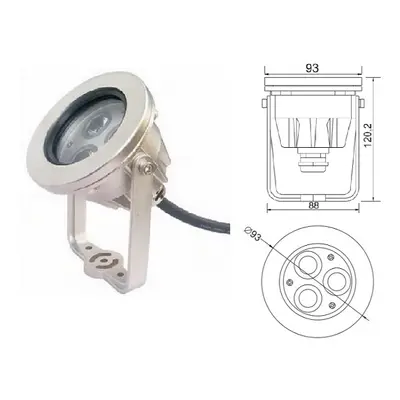 Světlo LED RISE nerez 3*3W, RGBV+, na noze, 30 degree, 24V DC