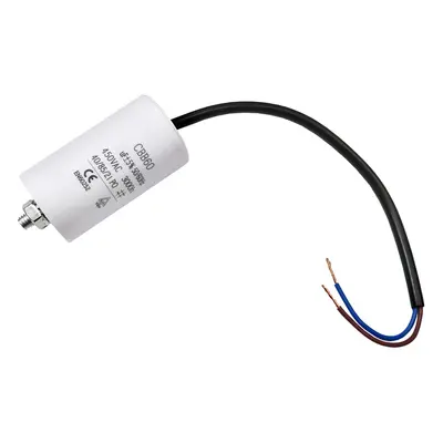 Rozběhový kondenzátor 4.0 uF ( 4uf ) 450V 50/60Hz CBB60, kabel 25cm, motorový běhový kondenzátor