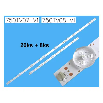 LED podsvit sada Sony 75" celkem 28 pásků / D-LED BAR 750TV07 V1 + 750TV08 V1 náhradní výrobce