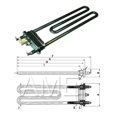 Topné těleso pračky 2050W WHIRPOOL 481225928919