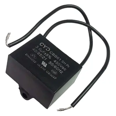 Rozběhový kondenzátor 3.0uF / 450V CBB61, lankové vývody 10cm