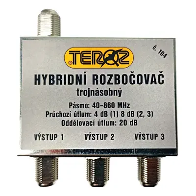 anténní hybridní rozbočovač TV s 3 výstupy č.104 F