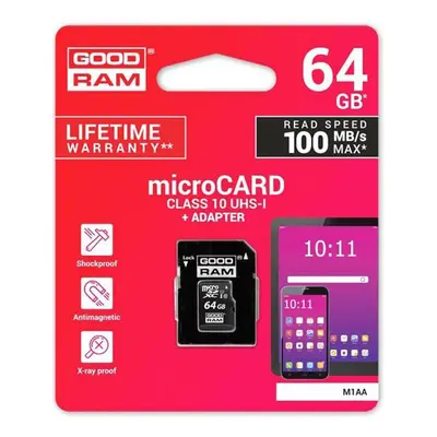 Paměťová karta micro SD 64 GB GOODRAM s adaptérem Class 10