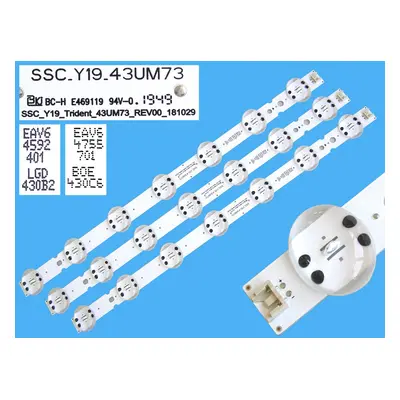 LED podsvit 425mm sada LG AGM76872401 celkem 3 kusy / DLED Backlight 43UM73 - 7 D-LED, SSC_Y19_T