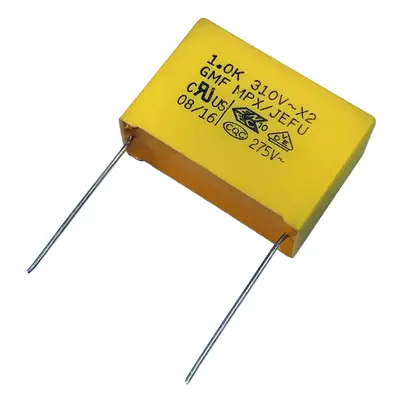 Kondenzátor fóliový 1.0uF / 275V AC X2 MPX, ±10%, polypropylen ( 105, 105J, 1000nf ) RM= 27.5