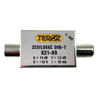 anténní zesilovač DVB-T / DVB-T2 14dB TEROZ č.406 IEC konektory