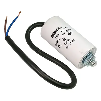 Rozběhový kondenzátor 6.0 uF ( 6.0uf ) 450V 50/60Hz CBB60 SKL, kabel 25cm, motorový běhový konde