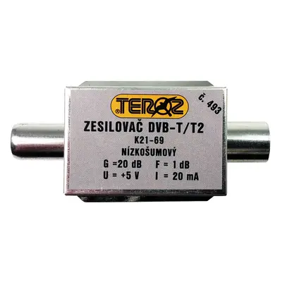 anténní zesilovač DVB-T / DVB-T2 20dB TEROZ č.493 IEC (k set top boxu +5V)