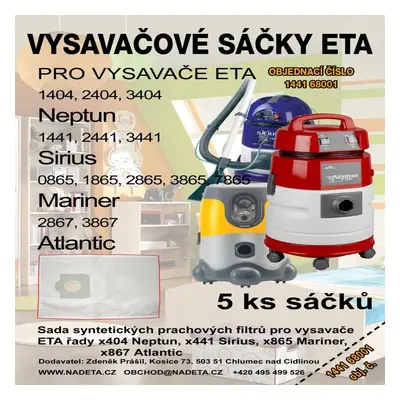 Sáčky vysavače ETA 0441, 1441, 2441, 1404, 2404, 3404, Neptun, Sirius