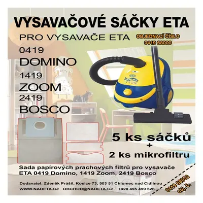 Sáčky do vysavače Eta 0419, 1419, 2419, Domino, Zoom, Bosco, syntetické pytlíky do vysavače sada