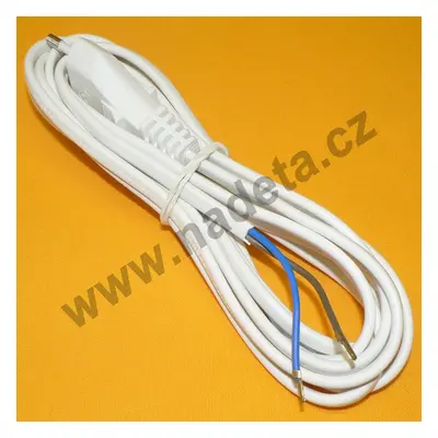 Kabel flexo přívodní šňůra PVC 2x0,75/3 m, plochá bílá