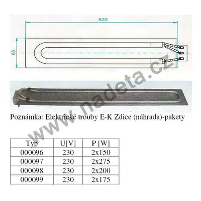 Paketa 2 X 150W / 230V ZDICE 3 vývody náhrada, pečící trouba Zdice