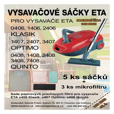 Sáčky do vysavače ETA 0406, x406, x407, x408, 4 ks + mikrofiltr, filtry syntetické