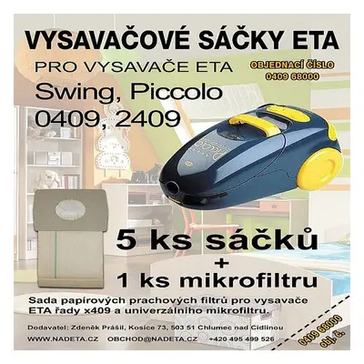 Sáčky do vysavače Eta 0409, 2409, Piccolo, Swing, papírové pytlíky do vysavače sada 5ks + 1ks mi